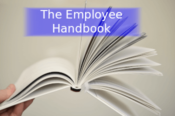image of book with banner stating The employee handbook