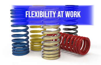 flexible helical spring with words flexibility at work on banner