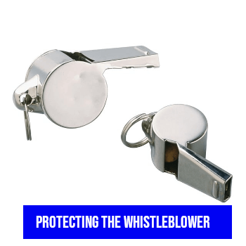image of whistles with banner protecting the whistleblower